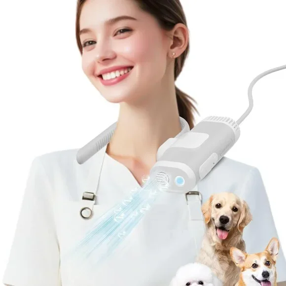 Pet Grooming Dog Hair Dryer Water Blowing Machine Neck Hanging Free Your Hands Grooming